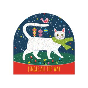Set of 6 Holiday Blank Snow Dome Cards - Jingle All the Way Kitty Cat