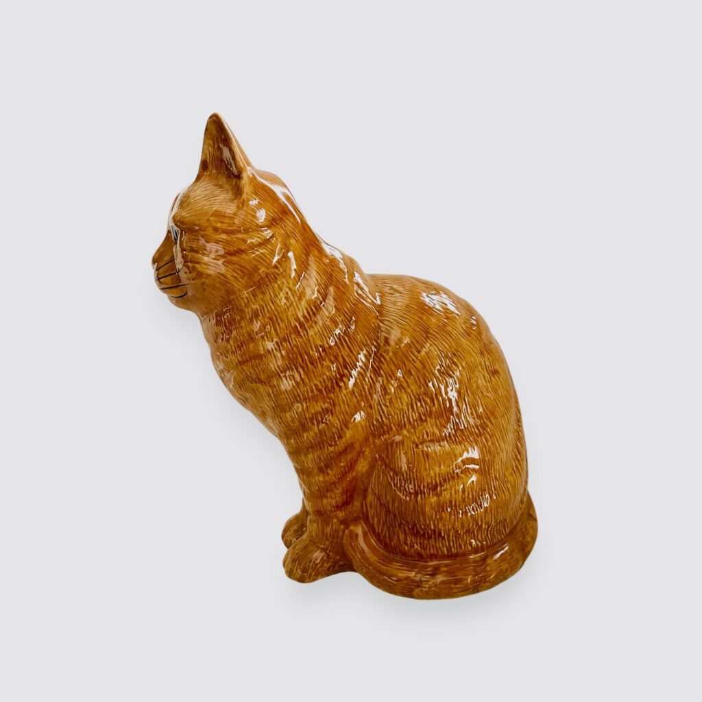 British Quail Ceramics Orange Tabby Cat Vase Naked Decor