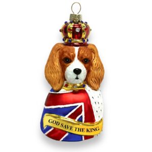 Naked Decor Exclusive: God Save the King Charles Spaniel Cavalier Blenheim Glass Ornament