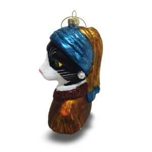 Naked Decor Exclusive: Tuxedo Cat with a Pearl Earring Ornament
