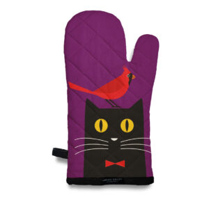 Red Bird on Cat Oven Mitt