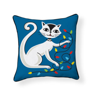 Cat with String Lights Pillow