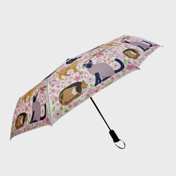 Cherry Blossom Kitty Cats Umbrella - Image 3
