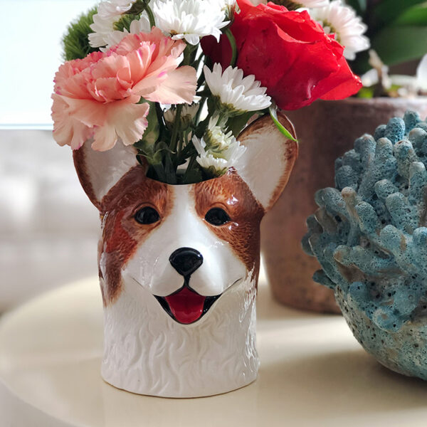 Long Neck Vase: Welsh Corgi Vase - Image 3
