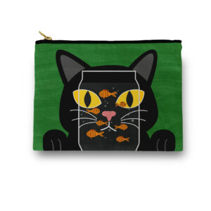 Black Cat and a Fish Bowl Cosmetic/ Amenity Bag