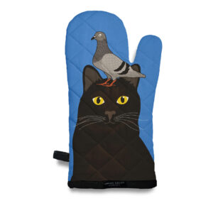 Pigeon on Tuxedo Cat Oven Mitt