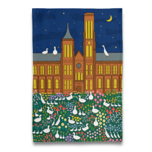 Ducklings around the DC Castle Tea Towel