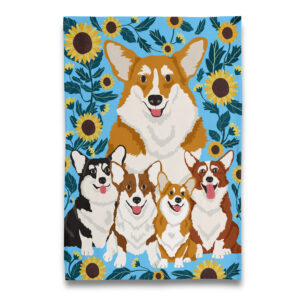 Must Love Corgi - Corgis and Sunflowers Tea Towel