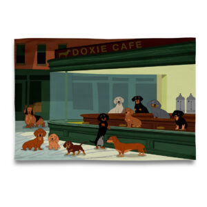 Night Dachshund - Doxie Cafe Tea Towel