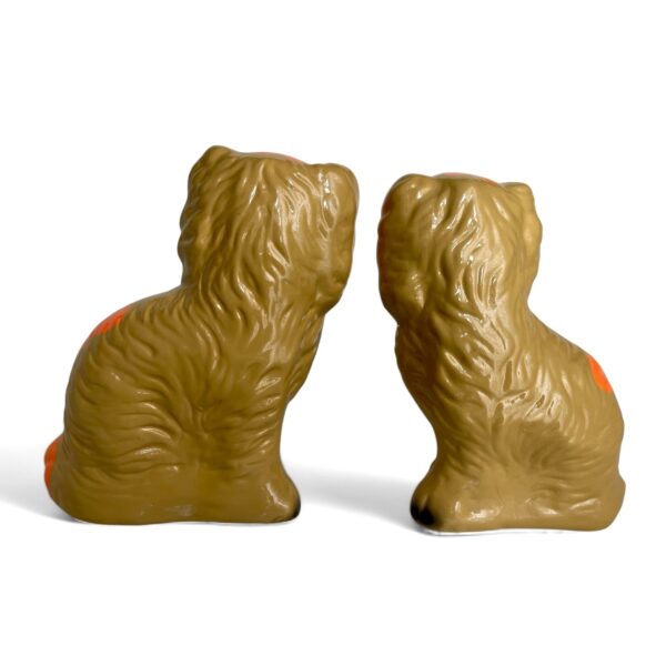 A Pair of Neon Orange Staffordshire Spaniel Statues - Image 3