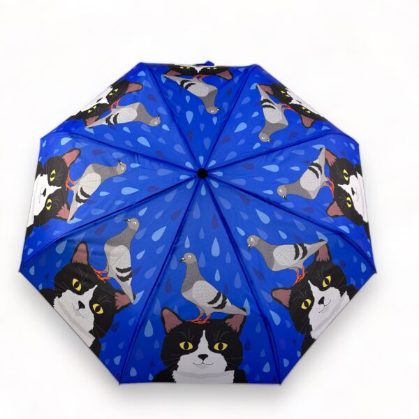 Pigeon on Tuxedo Cat Umbrella - Image 2