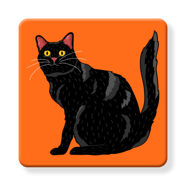 Set of 4 MDF Coasters - Hello Black Cat - Image 2