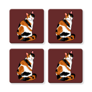 Set of 4 MDF Coasters - Hello Calico Cat