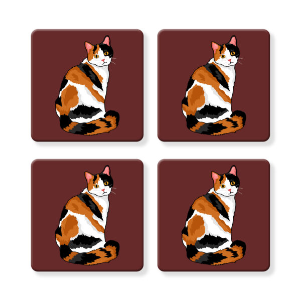 Set of 4 MDF Coasters - Hello Calico Cat