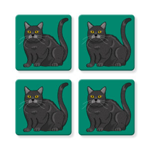Set of 4 MDF Coasters - Hello Russian Blue Cat