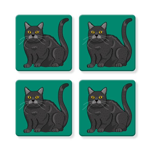 Set of 4 MDF Coasters - Hello Russian Blue Cat