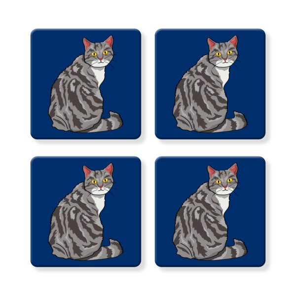 Set of 4 MDF Coasters - Hello Gray Tabby