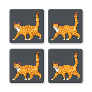 Set of 4 MDF Coasters - Hello Orange Tabby
