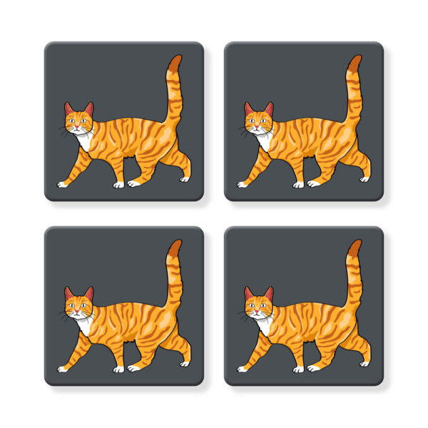 Set of 4 MDF Coasters - Hello Orange Tabby