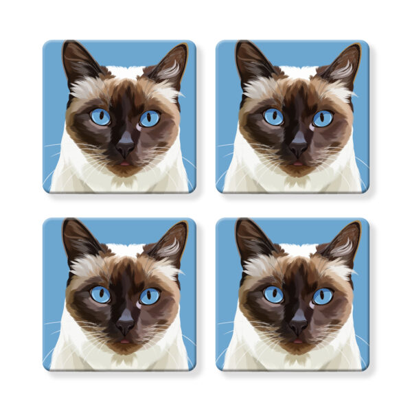 Set of 4 MDF Coasters - Siamese Cat