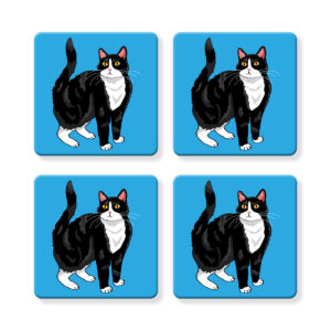 Set of 4 MDF Coasters - Hello Tuxedo Cat