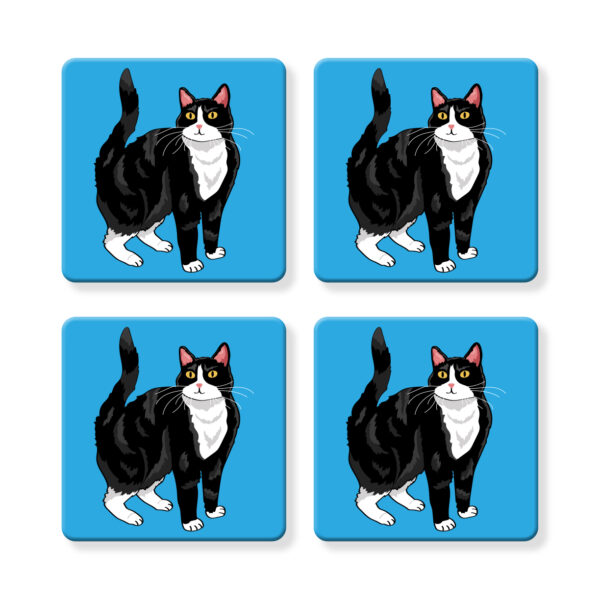 Set of 4 MDF Coasters - Hello Tuxedo Cat