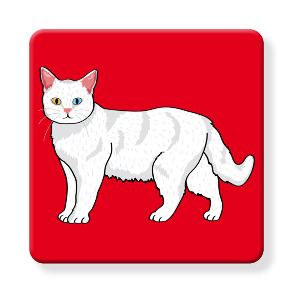 Set of 4 MDF Coasters - Hello White Cat - Image 2