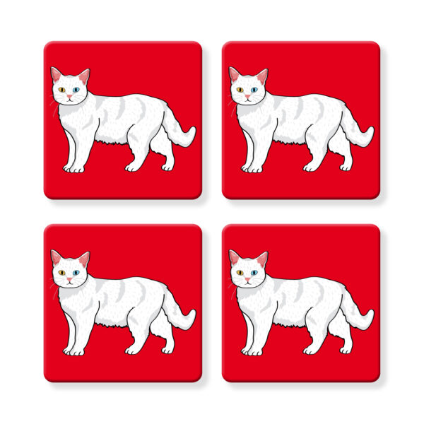 Set of 4 MDF Coasters - Hello White Cat