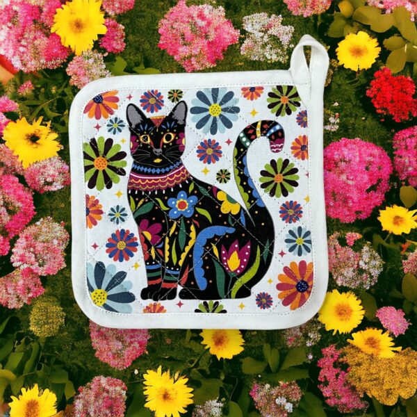 Feline and Florals Potholder - Image 2