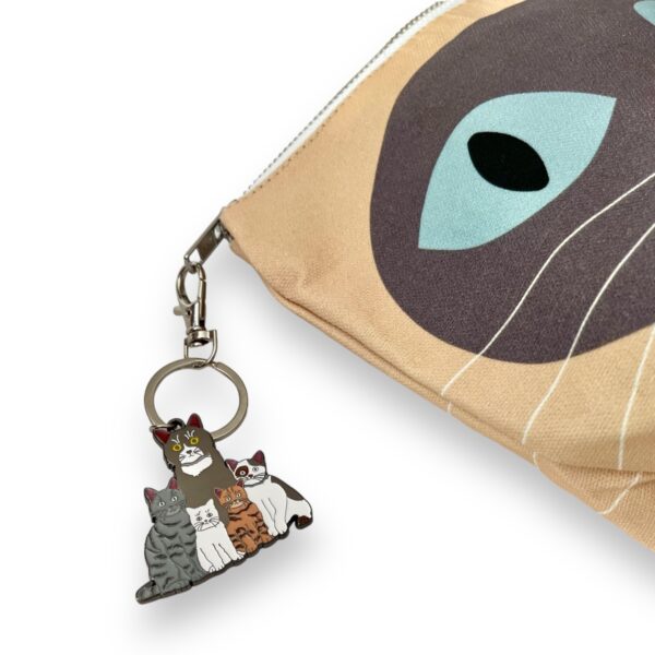 Siamese Cat Toiletry Pouch with Keychain Charm  - Image 2