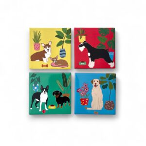 Set of 4 Assortment Fridge Magnets- Living with Dogs