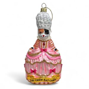 Naked Decor Exclusive: Calico Cat Marie Antoinette - Let Them Eat Cake Glass Ornament