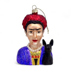 Naked Decor Exclusive: Women We Admire- Frida Kahlo with her Pet Dog Señor Xolo Ornament