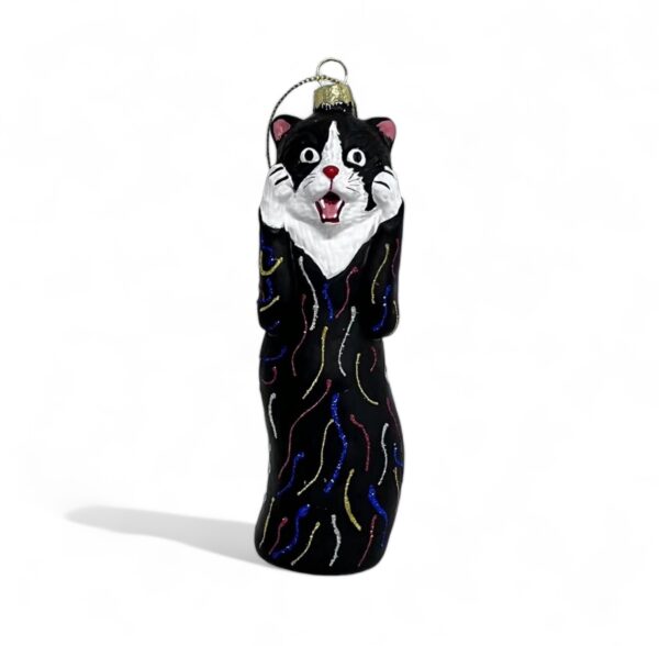 Naked Decor Exclusive: Tuxedo Cat SCREAM - Edvard Munch Inspired Glass Ornament