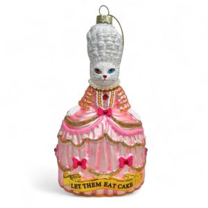 Naked Decor Exclusive: White Cat Marie Antoinette - Let Them Eat Cake Glass Ornament