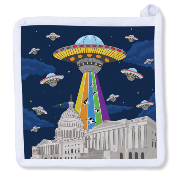 UFOs over US Capitol Potholder