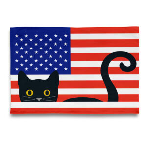 Black Kitty Cat USA Tea Towel