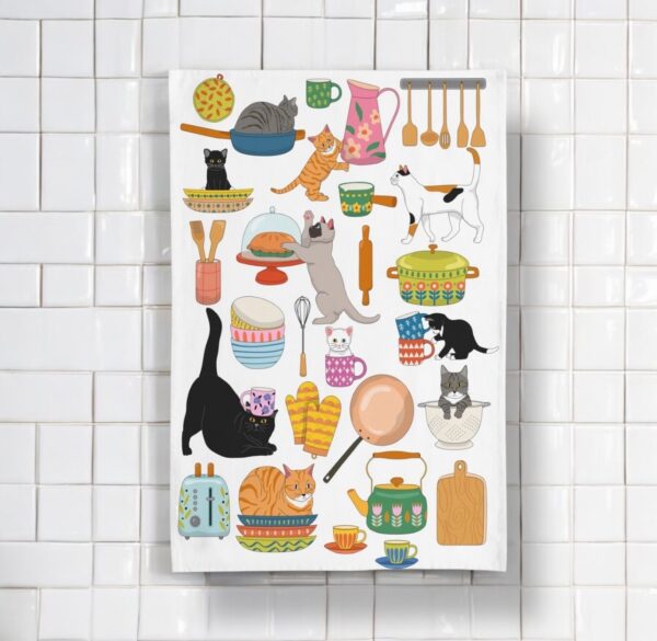 Kitty Cats in the Kitchen Tea Towel - Image 2