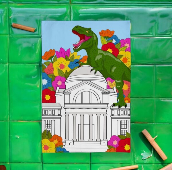 Dinosaur T-Rex at the Museum Tea Towel - Image 2