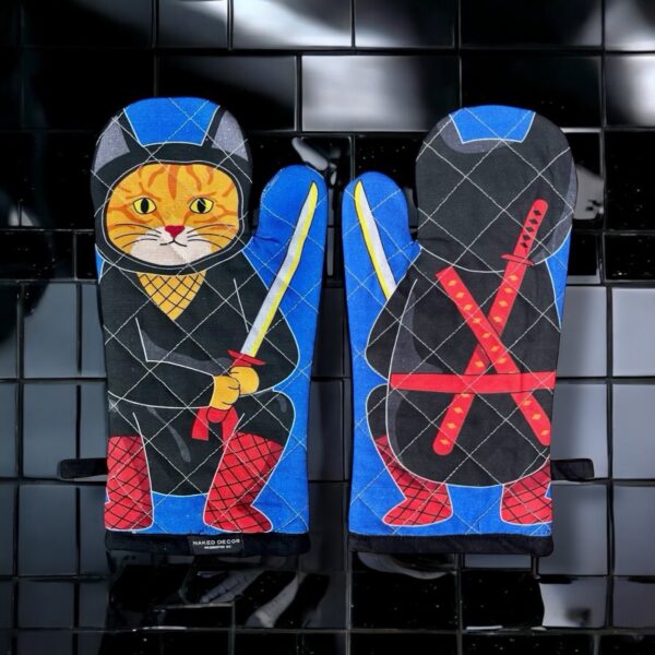 Japanese Orange Tabby Kitty Cat Ninja Oven Mitt - Image 3