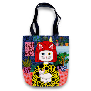 Cheeky Tote Bag - At Home with White Cat Yayoi Kusameow