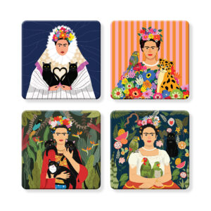 Set of 4 MDF Coasters - Variety Pack: Frida with Love
