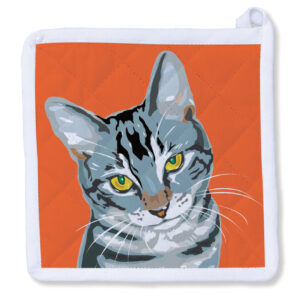 Little Gray Tabby Kitty Potholder
