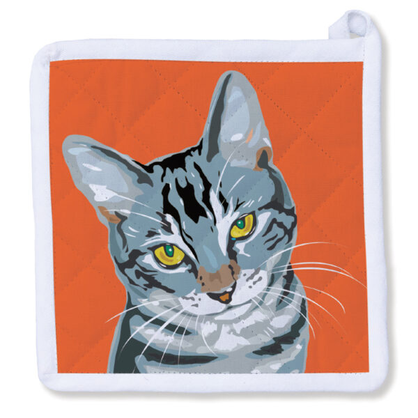 Little Gray Tabby Kitty Potholder