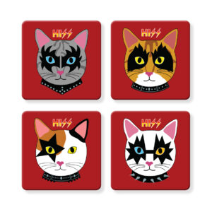 Set of 4 MDF Coasters - Variety Pack: Hissing HISS Cat