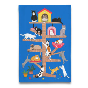 Kitty Cats Three House Tea Towel