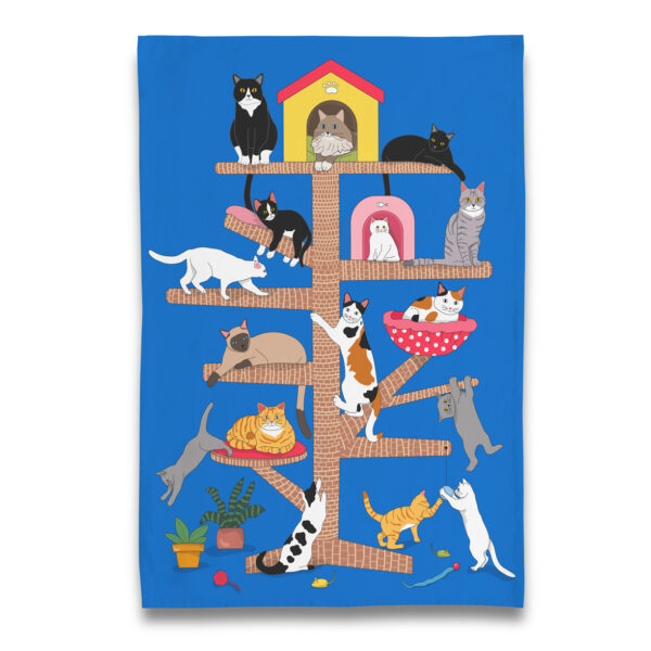 Kitty Cats Three House Tea Towel