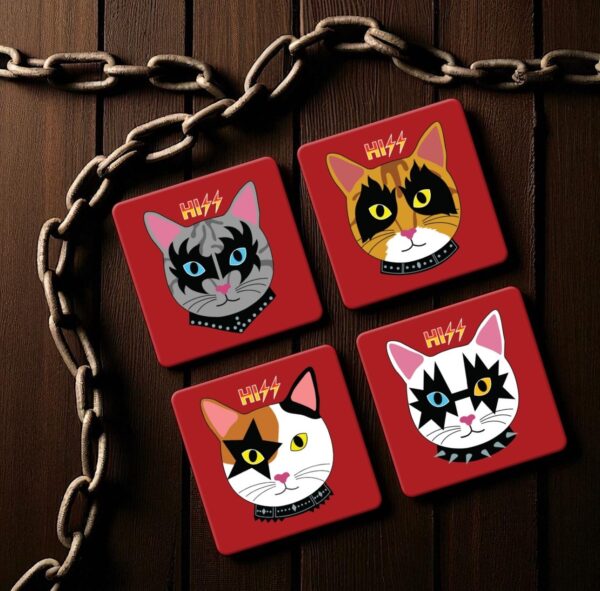 Set of 4 MDF Coasters - Variety Pack: Hissing HISS Cat - Image 2