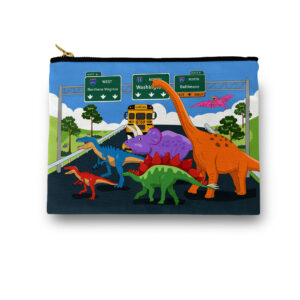 Dinosaur & T-Rex Crossing DC Highway Cosmetic/ Amenity Bag