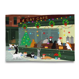 Museum Collection: Holiday Time at Cat Cafe Tea Towel